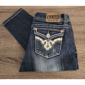 Zanadi Denim For Life Women's 11 Embellished Pockets‎ Stretch Blue Denim Jeans